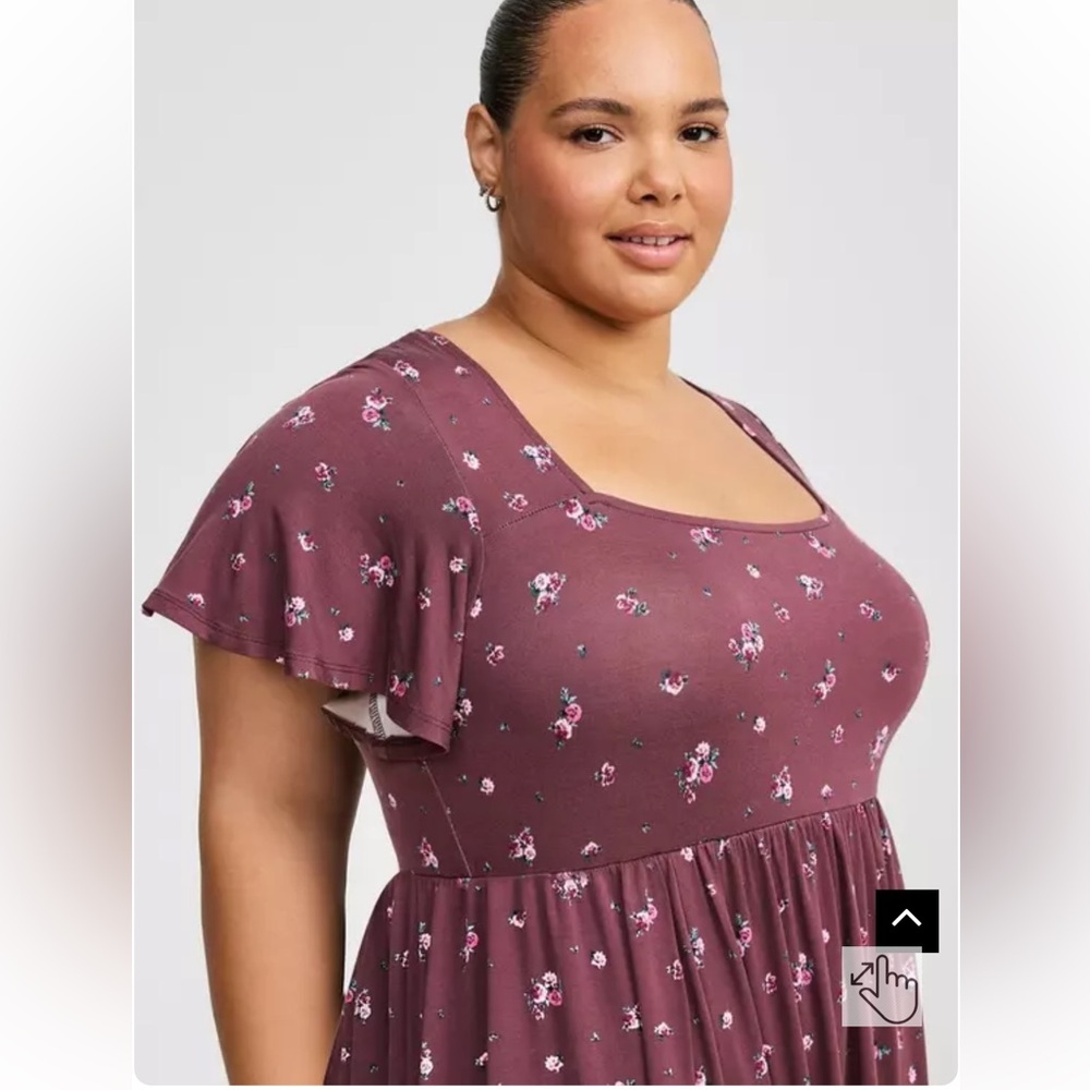 Torrid Flutter Sleeve Skater Mini Dress in Lilith Ditsy Floral Sassafras - Picture 2 of 10